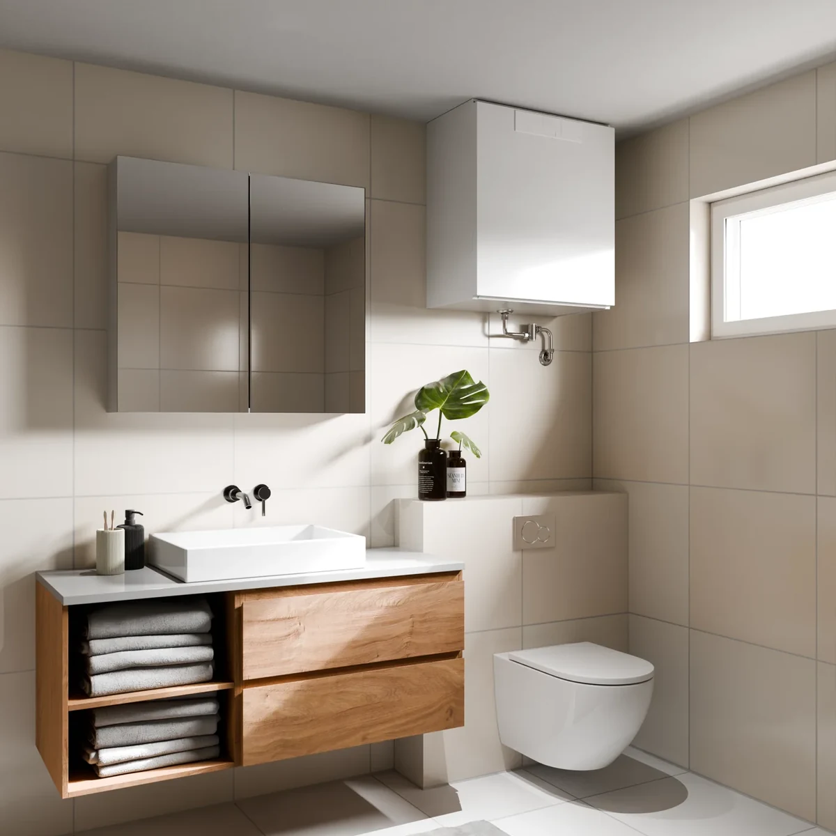 Centrala Airfi Model 53 Mini podwieszona w łazience